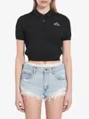 Alexander Wang Perforated Mesh Polo With Collar And Short Sleeves In Black
