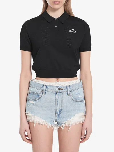 ALEXANDER WANG CROPPED POLO SHIRT WITH 3D LOGO