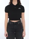 Alexander Wang Perforated Mesh Polo With Collar And Short Sleeves In Black