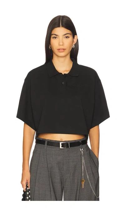 Alexander Wang Cropped Polo T-shirt In Black