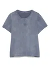 Alexander Wang Cropped Polo T-shirt In Washed Blue In Blue