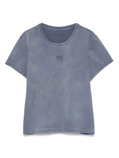 Alexander Wang Cropped Polo T-shirt In Washed Blue