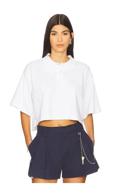 Alexander Wang Cropped Polo T-shirt In White