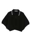 Alexander Wang Cropped Cinched Cotton Polo In Black