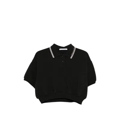Alexander Wang Women Cropped Cotton Polo Shirt In Black