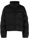 Alexander Wang Short Quilted Down Jacket With Reflective Logo Clothing In Black