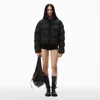 Alexander Wang Short Quilted Down Jacket With Reflective Logo Clothing In Black
