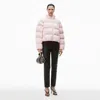Alexander Wang Cropped Puffer Coat With Reflective Logo In Light Pink