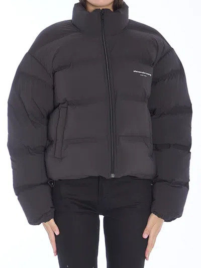 Alexander Wang Logo Printed Down Jacket In Black