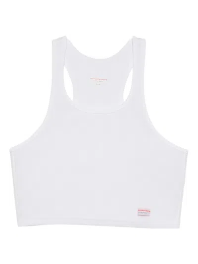 Alexander Wang Cropped Racerback Tank In White