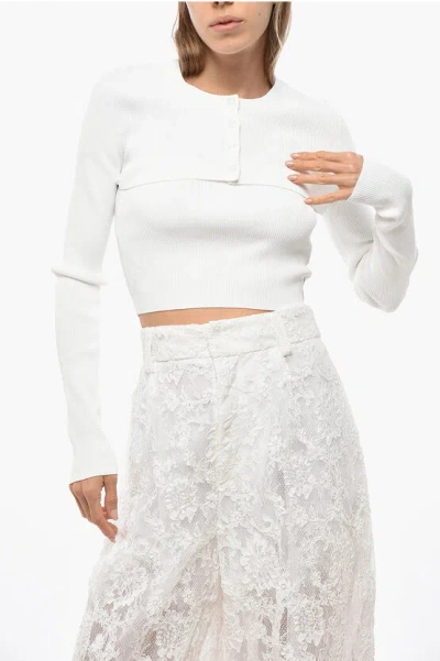 Alexander Wang Cropped Ribbed Cami Cardigan With Tank Twinset