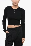 Alexander Wang Cropped Ribbed Cami Cardigan With Tank Twinset Grösse M In Black