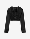 Alexander Wang Cropped Satin Top In Black