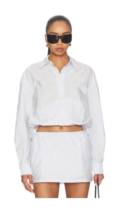 Alexander Wang Cropped Shirt With Bungee Hem In White