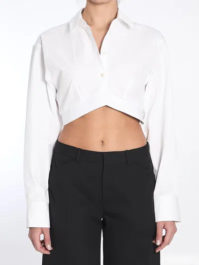 Alexander Wang Cropped Shirt With Elastic Band In White
