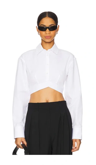 Alexander Wang Cropped Shirt With White Logo Elastic In 白色