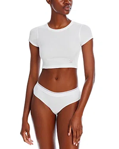Alexander Wang Cropped Short Sleeve Crewneck Tee In White
