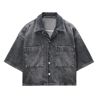 Pre-owned Alexander Wang Cropped Short-sleeve Shirt 'light Grey' | Women's Size Xs In Gray