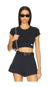 Alexander Wang Cropped Short Sleeve Tee In 藏青色