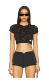 Alexander Wang Cropped Short Sleeve Tee In Black