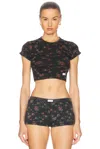 Alexander Wang Cropped Short Sleeve Tee In Washed Black Multi