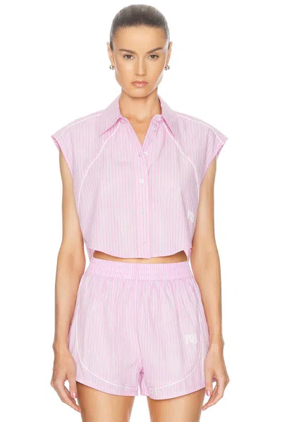 ALEXANDER WANG T CROPPED SLEEVELESS BUTTON DOWN TOP