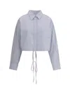 Alexander Wang Cropped Striped Shirt In Blue/pink