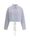 Alexander Wang Cropped Striped Shirt In Blue/pink