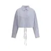 Alexander Wang Cropped Striped Shirt In Blue