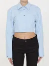Alexander Wang Long Sleeve Copped Button Up Top In Multi