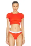 Alexander Wang Cropped T-shirt In Fiery Red