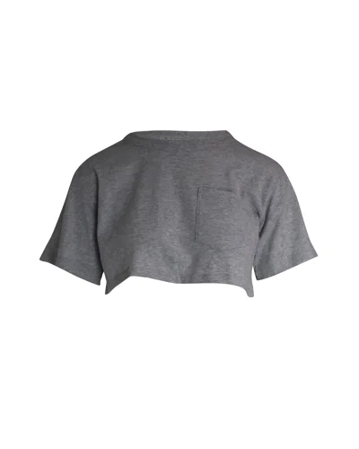Alexander Wang Cropped T-shirt In Grey Cotton