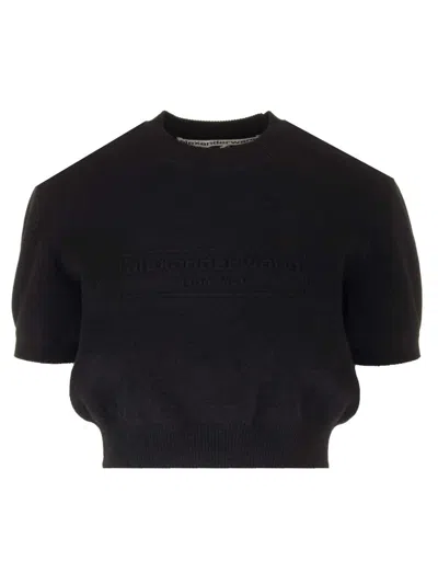 Alexander Wang Rope-detail Cropped Knitted Top In Black