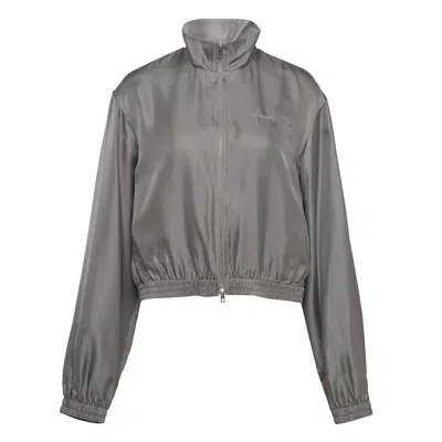 Alexander Wang Cropped Track Jacket In Gray