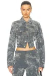 Alexander Wang Cropped Trucker Jacket In Washed Smoke White