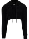 Alexander Wang Cropped Zip Up Hoodie In Velour In Schwarz