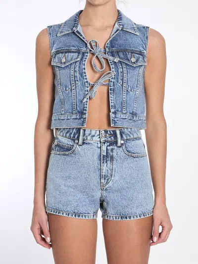 ALEXANDER WANG ALEXANDER WANG CROPPED VEST WITH BOWS AND CRYSTALS