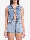 Alexander Wang Tied Front Vest Vintage Light Indigo In Blue