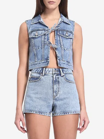 ALEXANDER WANG CROPPED VEST WITH BOWS AND CRYSTALS