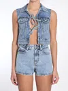 Alexander Wang Tied Front Vest Vintage Light Indigo In Blue