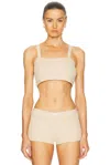 Alexander Wang Cropped Waffle Cami Top In Doeskin