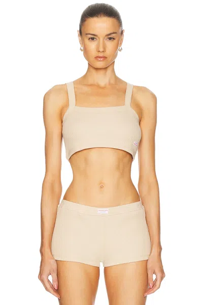 Alexander Wang Cropped Waffle Cami Top In Doeskin