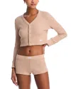 Alexander Wang Cropped Waffle Cardigan In Doeskin
