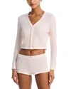 Alexander Wang Cropped Waffle Cardigan In Pearl Pink