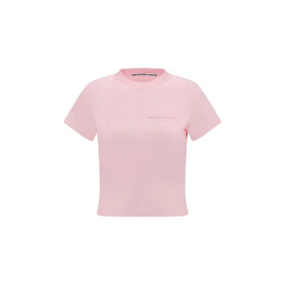 Alexander Wang Cotton Shrunken Logo T-shirt In Pink