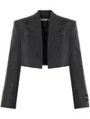 Alexander Wang Cropped Wool Blazer In Grey