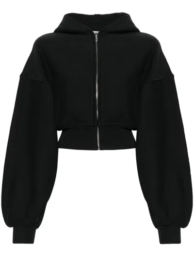 Alexander Wang Cropped Zip Up Cotton Hoodie