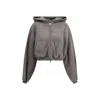 Alexander Wang Women Cropped Zip-up Hoodie In Gray