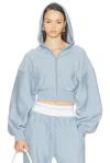 Alexander Wang Cropped Zip Up Jacket In Gray