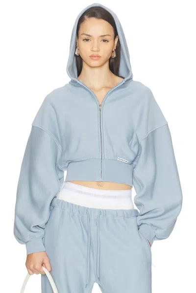 Alexander Wang Cropped Zip Up Jacket In Gray